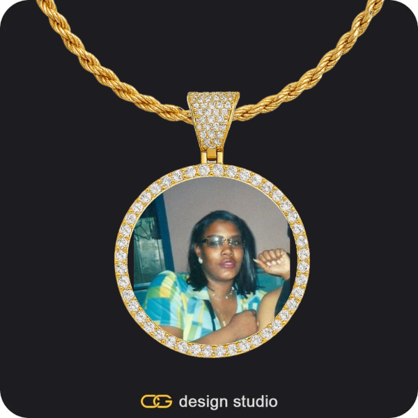 Custom Photo Pendant - Gold / Circle (3 cm) / Rope
