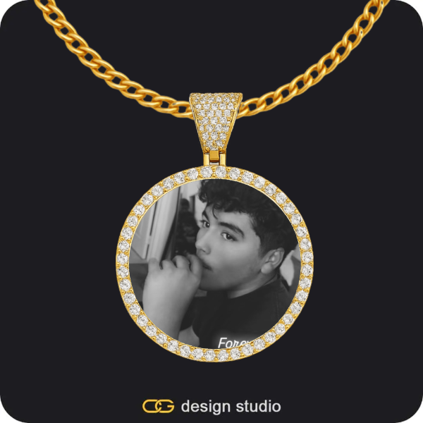 Custom Photo Pendant - Gold / Circle (3 cm) / Cuban (3mm)