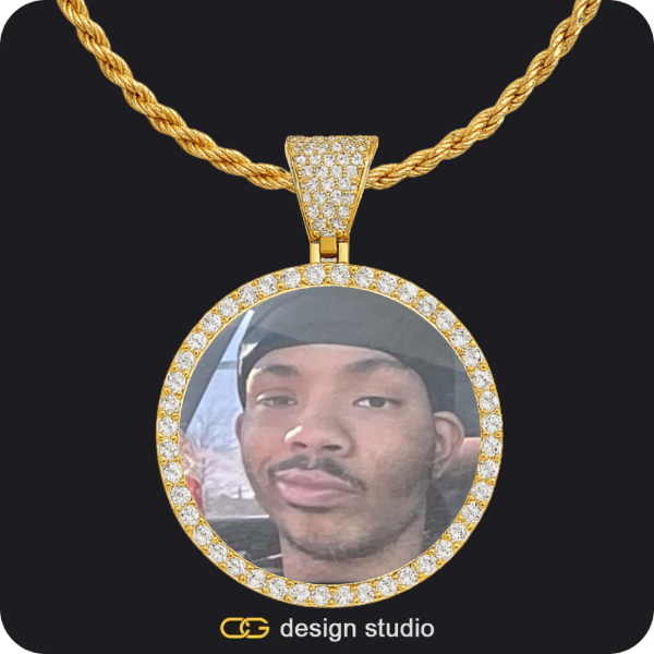 Custom Photo Pendant - Gold / Circle (4 cm) / Rope