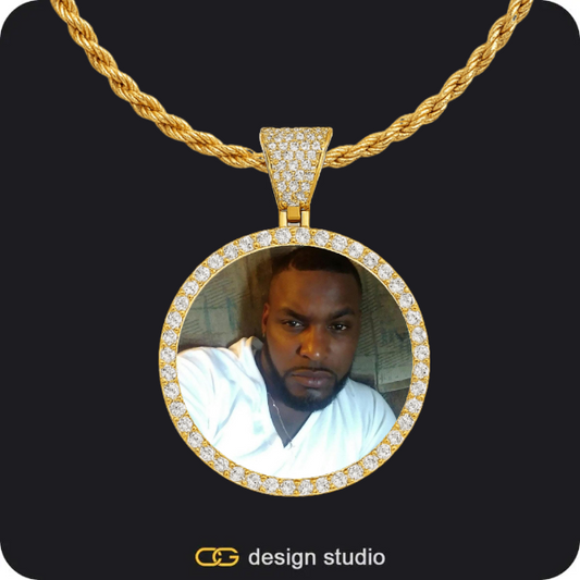 Custom Photo Pendant - Gold / Circle (3 cm) / Rope,The Spotlight Double Plated Name Necklace,Custom Photo Pendant - Silver / Heart / Cuban (5mm),Custom Photo Pendant - Gold / Wings / Cuban (10mm)