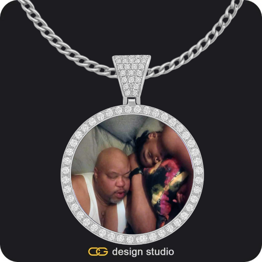 Custom Photo Pendant - Silver / Circle (4 cm) / Cuban (3mm)