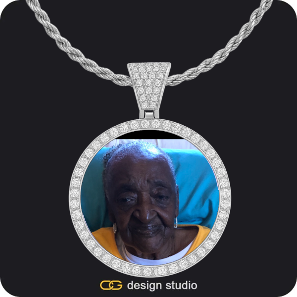 Custom Photo Pendant - Silver / Circle (4 cm) / Rope