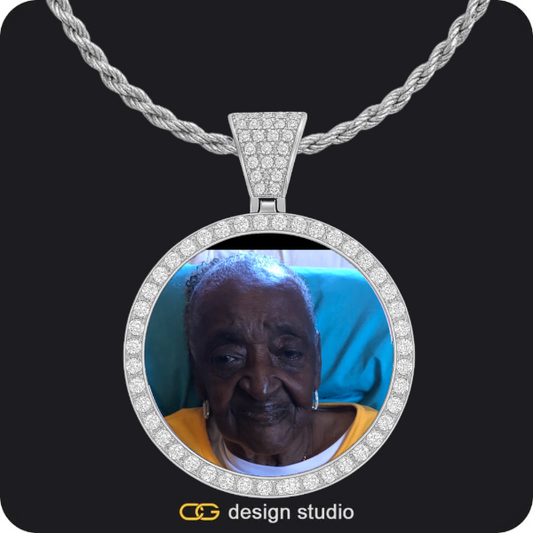 Custom Photo Pendant - Silver / Circle (4 cm) / Rope