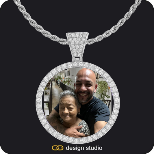 Custom Photo Pendant - Silver / Circle (4 cm) / Rope
