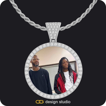 Bichota Heart Name Necklace,Custom Photo Pendant - Silver / Circle (4 cm) / Rope