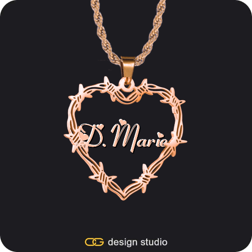 Bichota Heart Name Necklace,Custom Photo Pendant - Silver / Circle (4 cm) / Rope