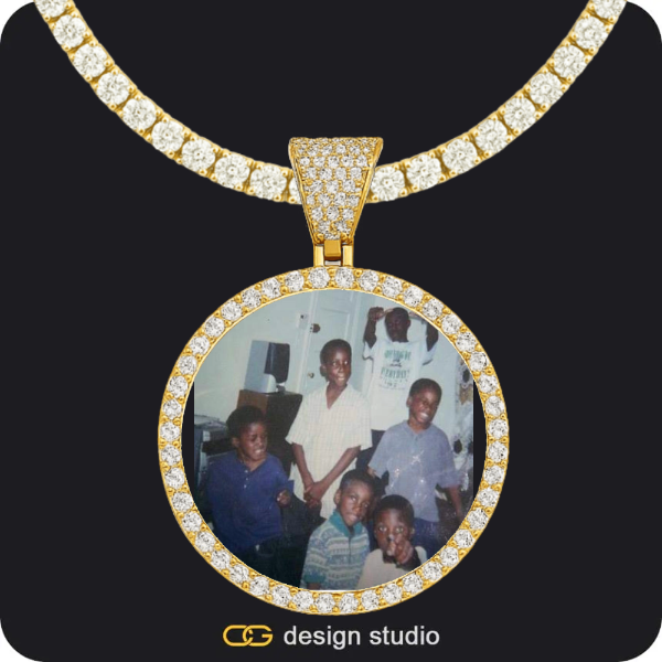 Custom Photo Pendant - Gold / Circle (4 cm) / Tennis