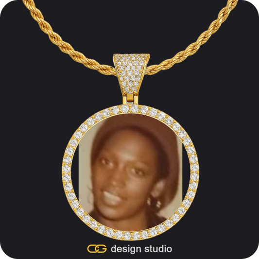 Custom Photo Pendant - Gold / Circle (4 cm) / Rope