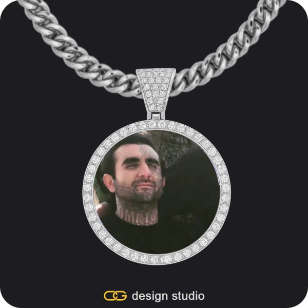 Custom Photo Pendant - Silver / Circle (3 cm) / Cuban (5mm)