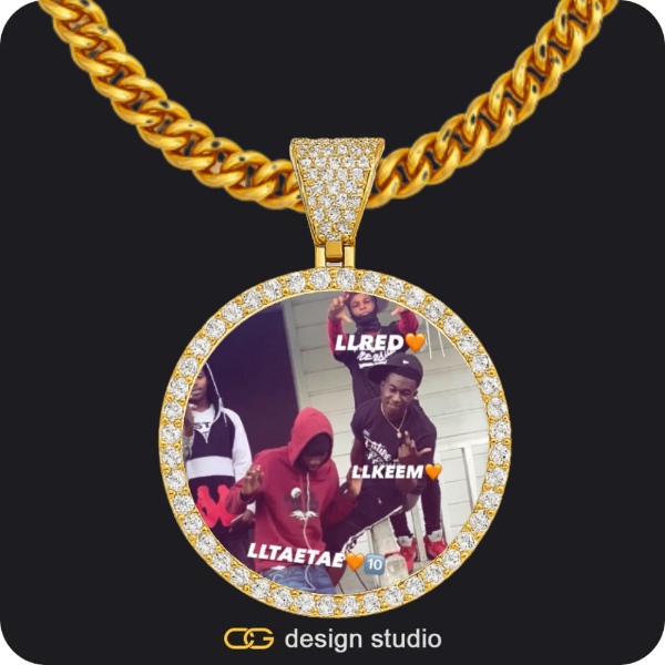 Custom Photo Pendant - Gold / Circle (4 cm) / Cuban (5mm)