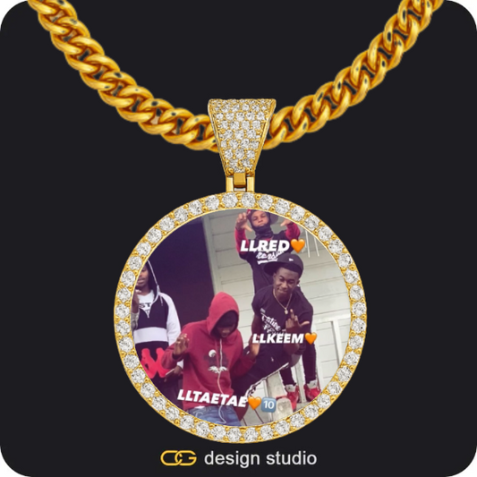 Custom Photo Pendant - Gold / Circle (4 cm) / Cuban (5mm)