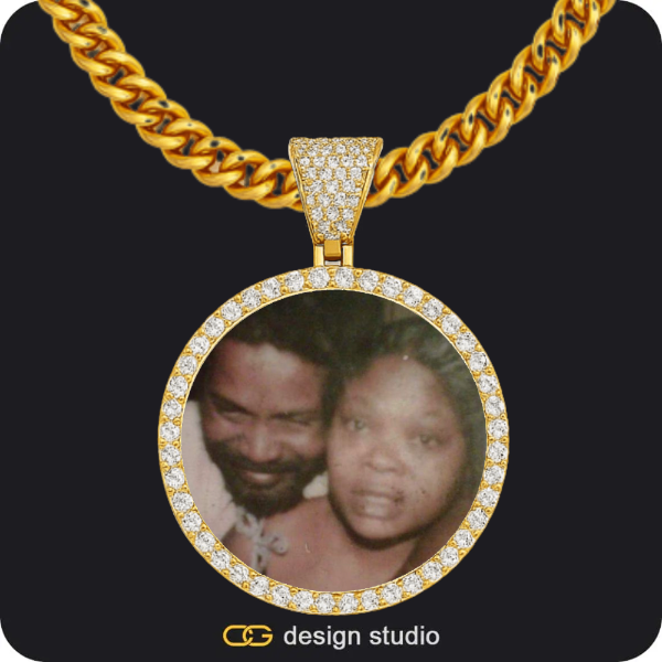 Custom Photo Pendant - Gold / Circle (4 cm) / Cuban (5mm)