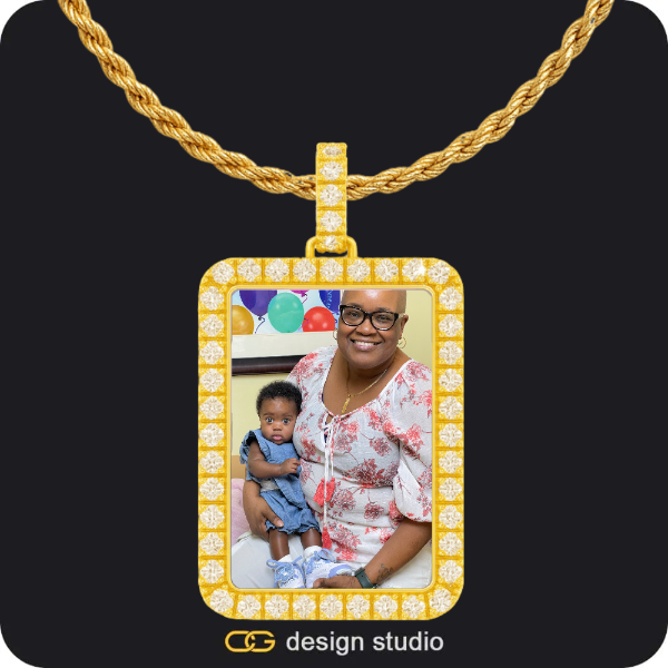 Custom Photo Pendant - Gold / Rectangle / Rope,Custom Photo Pendant - Gold / Circle (4 cm) / Rope