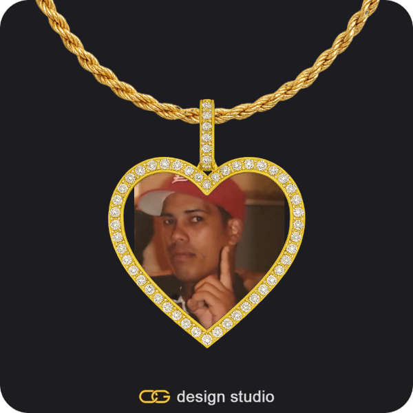 Custom Photo Pendant - Gold / Heart / Rope