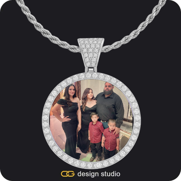 Custom Photo Pendant - Silver / Circle (4 cm) / Rope