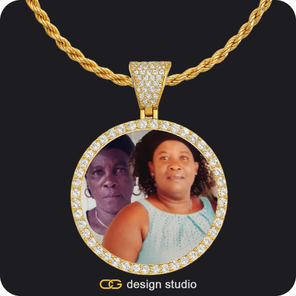 Custom Photo Pendant - Gold / Circle (4 cm) / Rope