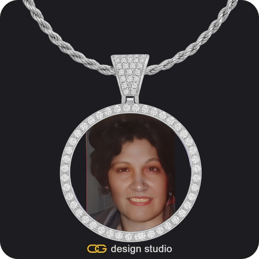 Custom Photo Pendant - Silver / Circle (4 cm) / Rope