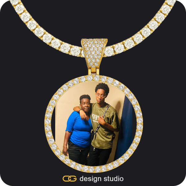 Custom Photo Pendant - Gold / Circle (4 cm) / Tennis