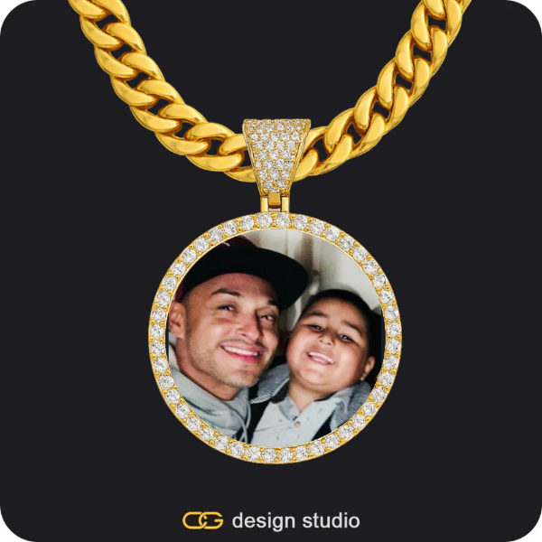 Custom Photo Pendant - Gold / Circle (3 cm) / Cuban (10mm)