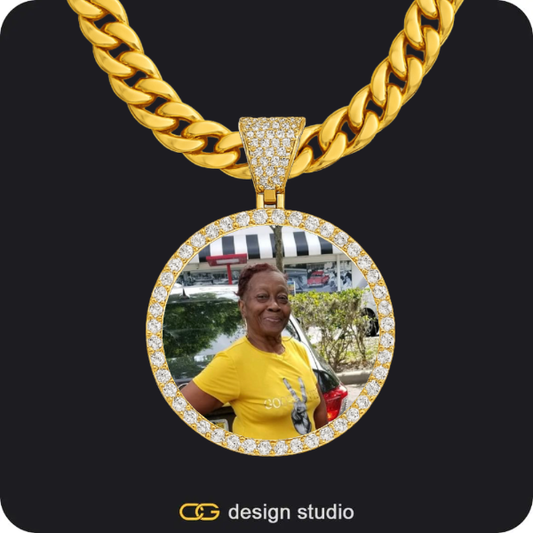 Custom Photo Pendant - Gold / Circle (3 cm) / Cuban (10mm)