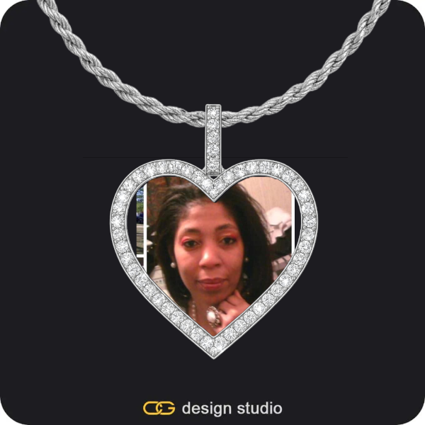 Custom Photo Pendant - Silver / Heart / Rope
