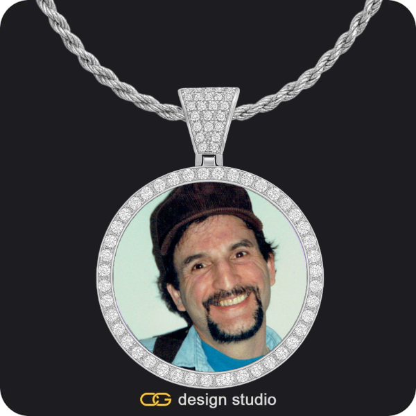 Custom Photo Pendant - Silver / Circle (4 cm) / Rope