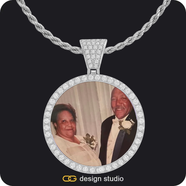 Custom Photo Pendant - Silver / Circle (4 cm) / Rope