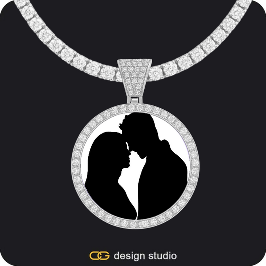 Custom Photo Pendant - Silver / Circle (3 cm) / Tennis