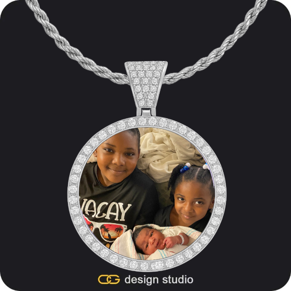 Custom Photo Pendant - Silver / Circle (4 cm) / Rope