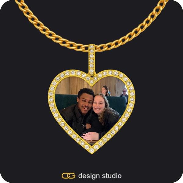 Custom Photo Pendant - Gold / Heart / Cuban (3mm)