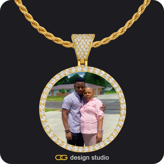 Custom Photo Pendant - Gold / Circle (4 cm) / Rope