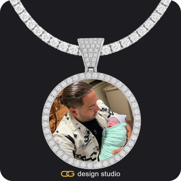 Custom Photo Pendant - Silver / Circle (4 cm) / Tennis