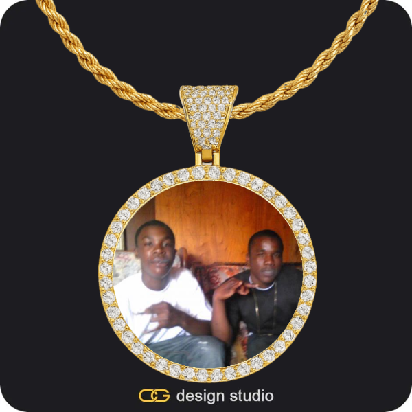 Custom Photo Pendant - Gold / Circle (4 cm) / Rope