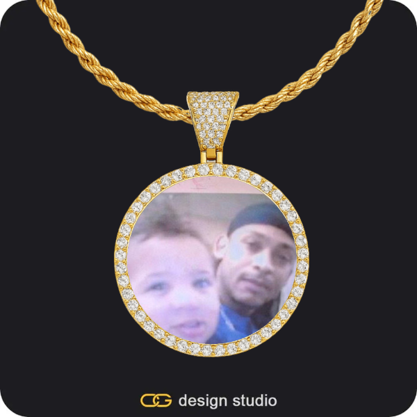 Custom Photo Pendant - Gold / Circle (3 cm) / Rope