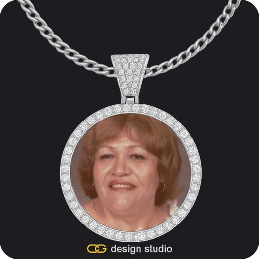 Custom Photo Pendant - Silver / Circle (4 cm) / Cuban (3mm)