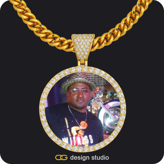 Custom Photo Pendant - Gold / Circle (4 cm) / Cuban (5mm)