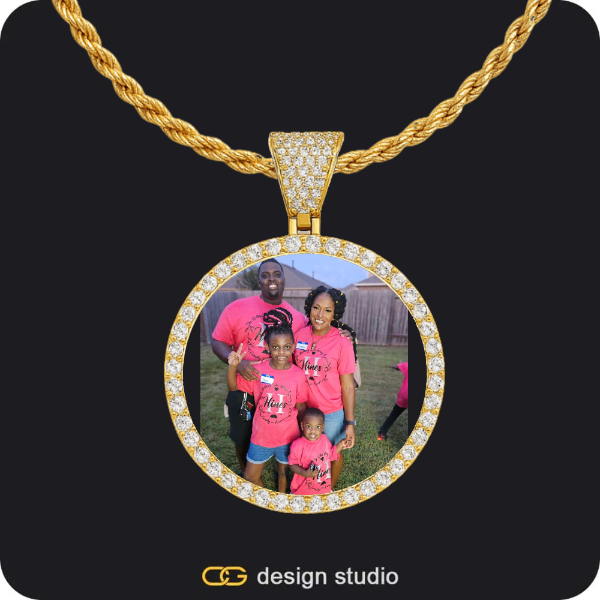Custom Photo Pendant - Gold / Circle (3 cm) / Rope