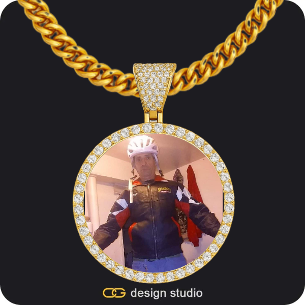 Custom Photo Pendant - Gold / Circle (4 cm) / Cuban (5mm)