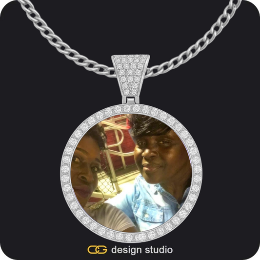 Custom Photo Pendant - Silver / Circle (4 cm) / Cuban (3mm)