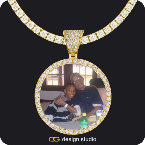 Custom Photo Pendant - Gold / Circle (4 cm) / Tennis