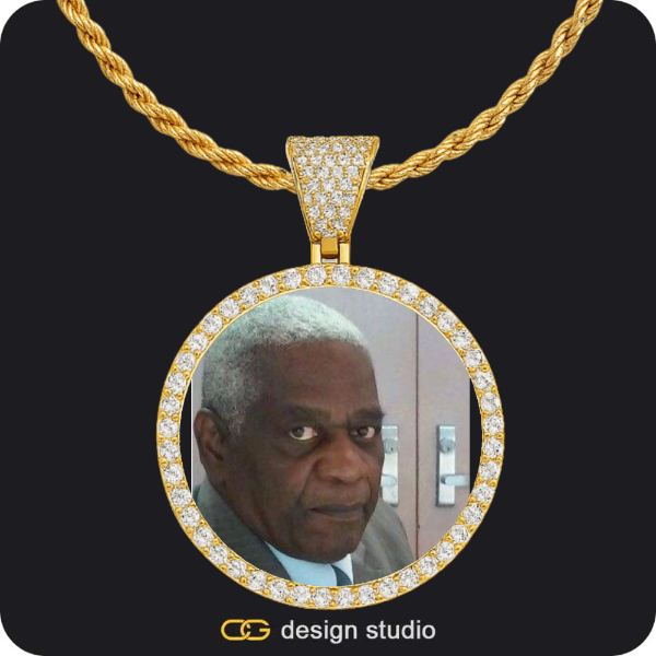 Custom Photo Pendant - Gold / Circle (4 cm) / Rope
