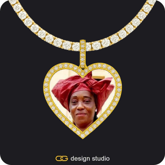 Custom Photo Pendant - Gold / Heart / Tennis