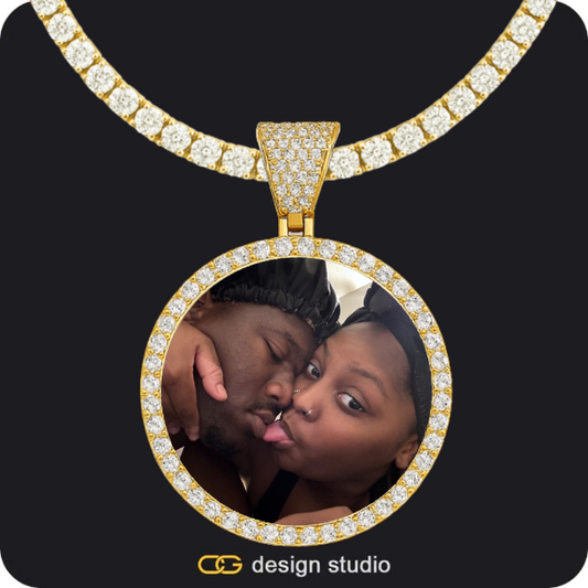 Custom Photo Pendant - Gold / Circle (4 cm) / Tennis