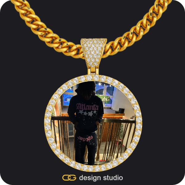 Custom Photo Pendant - Gold / Circle (4 cm) / Cuban (5mm)
