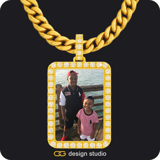 Custom Photo Pendant - Gold / Rectangle / Cuban (10mm),Custom Photo Pendant - Gold / Circle (4 cm) / Cuban (10mm),Custom Photo Pendant - Gold / Rectangle / Cuban (5mm),Custom Photo Pendant - Gold / Circle (3 cm) / Cuban (5mm)