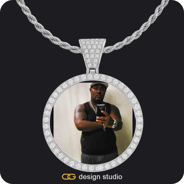 Custom Photo Pendant - Silver / Circle (4 cm) / Rope