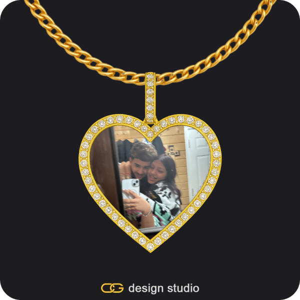 Custom Photo Pendant - Gold / Heart / Cuban (3mm)
