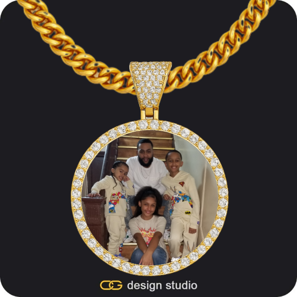 Custom Photo Pendant - Gold / Circle (4 cm) / Cuban (5mm)