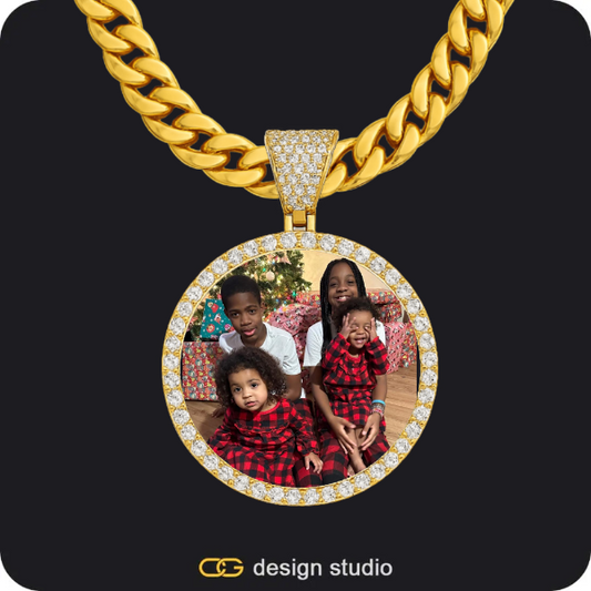 Custom Photo Pendant - Gold / Circle (3 cm) / Cuban (10mm)