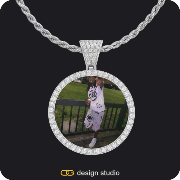Custom Photo Pendant - Silver / Circle (3 cm) / Rope